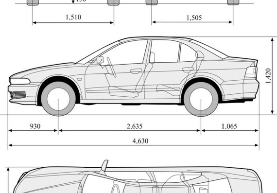 Mitsubishis Galant (2002) (Mitsubishi Gallant (2002)) are drawings of the car
